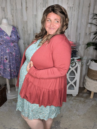 Lucia Tiered Tissue Weight Cardigan (6 colors)-4- Overlayer Tops-BE STAGE-Styled by Stacked - A Plus Size Women's Boutique in Lakeville, MN