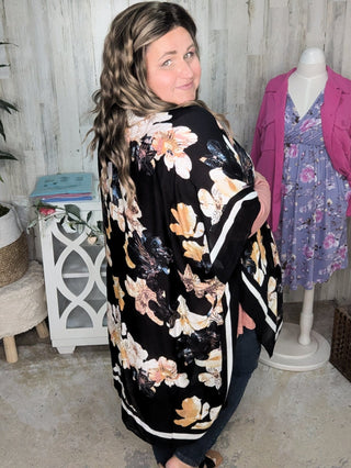 Lucy Classic Floral Kimono in Black Neutrals-4- Overlayer Tops-urbanista-Styled by Stacked - A Plus Size Women's Boutique in Lakeville, MN