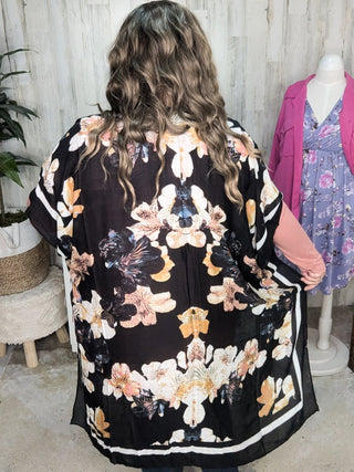 Lucy Classic Floral Kimono in Black Neutrals-4- Overlayer Tops-urbanista-Styled by Stacked - A Plus Size Women's Boutique in Lakeville, MN