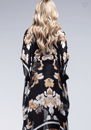 Lucy Classic Floral Kimono in Black Neutrals-4- Overlayer Tops-urbanista-Styled by Stacked - A Plus Size Women's Boutique in Lakeville, MN