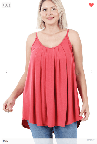 Lumi Pleated Flowy Cami Tank in Solids (9 Colors)-1- ShortSlv/Slvless Tops-ZENANA-Styled by Stacked - A Plus Size Women's Boutique in Lakeville, MN