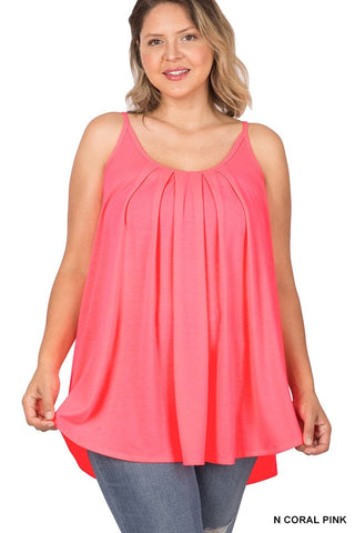 Lumi Pleated Flowy Cami Tank in Solids (9 Colors)-1- ShortSlv/Slvless Tops-ZENANA-Styled by Stacked - A Plus Size Women's Boutique in Lakeville, MN