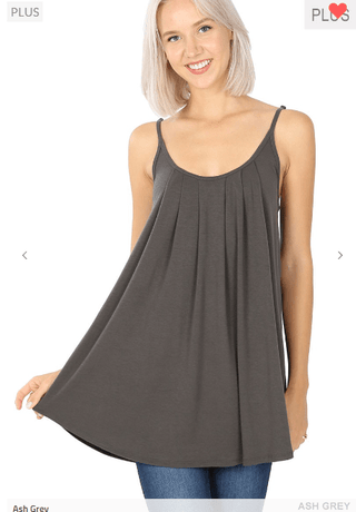 Lumi Pleated Flowy Cami Tank in Solids (9 Colors)-1- ShortSlv/Slvless Tops-ZENANA-Styled by Stacked - A Plus Size Women's Boutique in Lakeville, MN