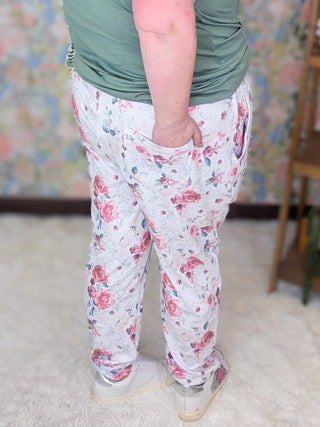 10- Bottoms Non-Denim Luxe Triple Stretch Joggers in Pink Bloom plus size clothing