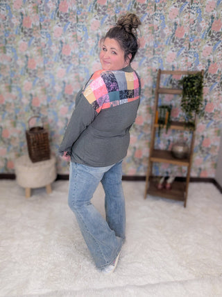 Madison Geometric Print Quarter Zip in Olive-4- Overlayer Tops-HEIMISH-Styled by Stacked - A Plus Size Women's Boutique in Lakeville, MN