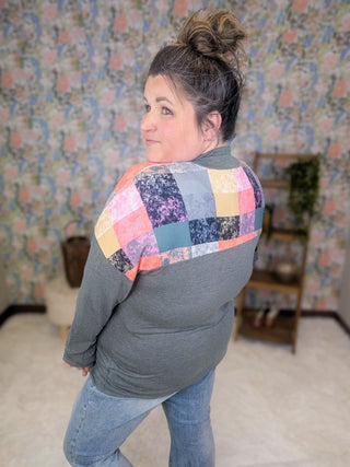 Madison Geometric Print Quarter Zip in Olive-4- Overlayer Tops-HEIMISH-Styled by Stacked - A Plus Size Women's Boutique in Lakeville, MN