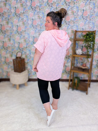 1- ShortSlv/Slvless Tops Magnolia Short Sleeve Hooded Top w/Daisy Texture (2 Colors) plus size clothing