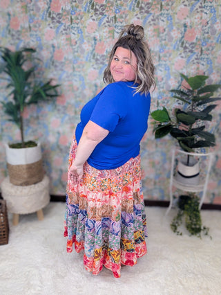 Mallory Boho Mixed Print Maxi/Midi Skirt-10- Bottoms Non-Denim-WHITE BIRCH-Styled by Stacked - A Plus Size Women's Boutique in Lakeville, MN