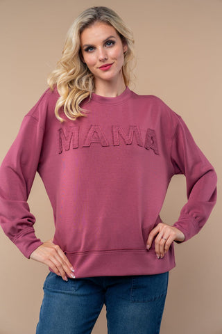 MAMA Stitched Scuba Pullover in Dark Berry-2- Long Sleeve Tops-WHITE BIRCH-Styled by Stacked - A Plus Size Women's Boutique in Lakeville, MN