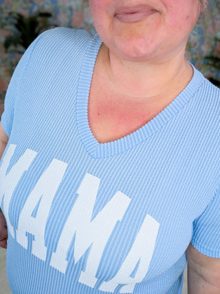 MAMA Urban Ribbed Vneck Short Sleeve Top (4 Colors)-6- Graphic Tops-HEIMISH-Styled by Stacked - A Plus Size Women's Boutique in Lakeville, MN