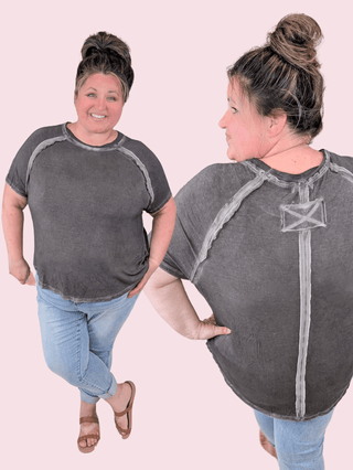 Maren Mineral Washed Reverse Seam Short Sleeve Top-1- ShortSlv/Slvless Tops-ZENANA-Styled by Stacked - A Plus Size Women's Boutique in Lakeville, MN