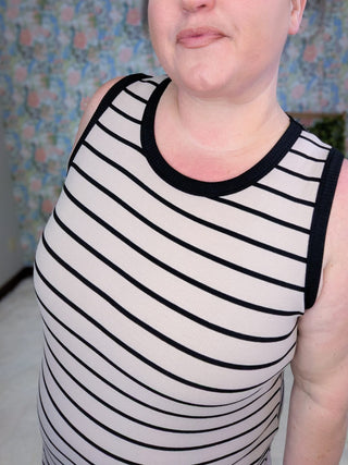 11- Dress/Romp/Jump Mariah Ribbed Dress in Mocha Stripe plus size clothing
