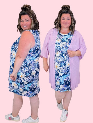 11- Dress/Romp/Jump Mariah Ribbed Dress in Navy Floral plus size clothing