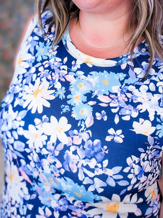 11- Dress/Romp/Jump Mariah Ribbed Dress in Navy Floral plus size clothing
