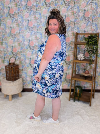 11- Dress/Romp/Jump Mariah Ribbed Dress in Navy Floral plus size clothing