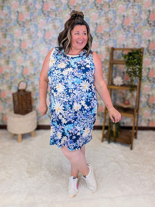 11- Dress/Romp/Jump Mariah Ribbed Dress in Navy Floral plus size clothing