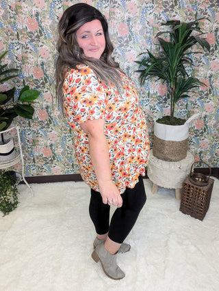 Marissa Mini Ruffle Short Sleeve Top- SELECT FLORALS-1- ShortSlv/Slvless Tops-MICHELLE MAE-Styled by Stacked - A Plus Size Women's Boutique in Lakeville, MN
