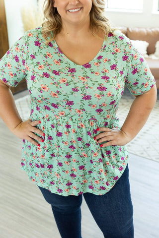 Marissa Mini Ruffle Short Sleeve Top- SELECT FLORALS-1- ShortSlv/Slvless Tops-MICHELLE MAE-Styled by Stacked - A Plus Size Women's Boutique in Lakeville, MN