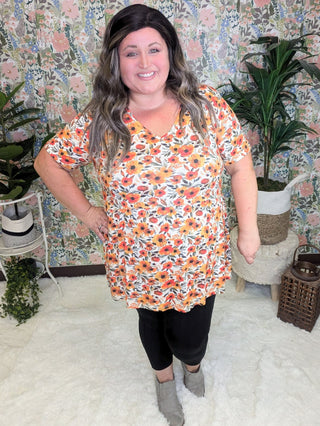 Marissa Mini Ruffle Short Sleeve Top- SELECT FLORALS-1- ShortSlv/Slvless Tops-MICHELLE MAE-Styled by Stacked - A Plus Size Women's Boutique in Lakeville, MN