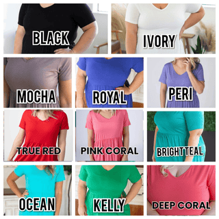 7- Year Round Basic Tops Marissa Short Sleeve Mini Ruffle Tee in Solids (11 colors) plus size clothing
