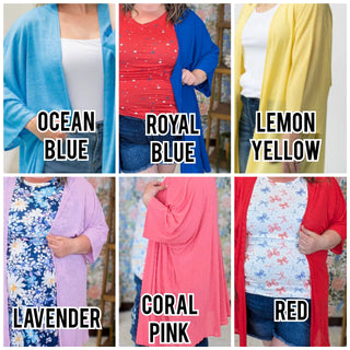 4- Overlayer Tops Markie Solid Flowy Kimono (6 Colors) plus size clothing