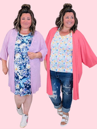 4- Overlayer Tops Markie Solid Flowy Kimono (6 Colors) plus size clothing