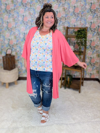 4- Overlayer Tops Markie Solid Flowy Kimono (6 Colors) plus size clothing