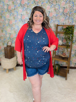 4- Overlayer Tops Markie Solid Flowy Kimono plus size clothing