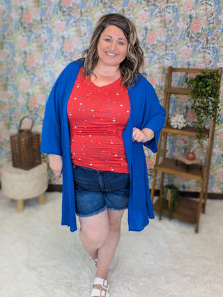 4- Overlayer Tops Markie Solid Flowy Kimono plus size clothing