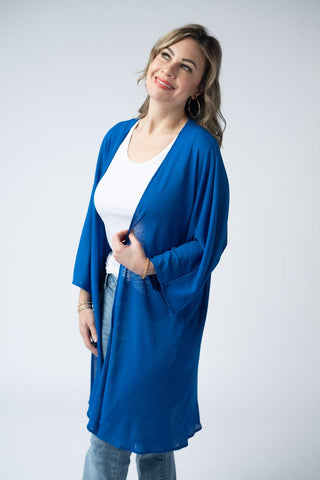 4- Overlayer Tops Markie Solid Flowy Kimono plus size clothing