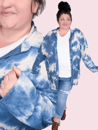 Marlena Super Soft Shirket in Ocean Tiedye-4- Overlayer Tops-FIRST LOVE-Styled by Stacked - A Plus Size Women's Boutique in Lakeville, MN