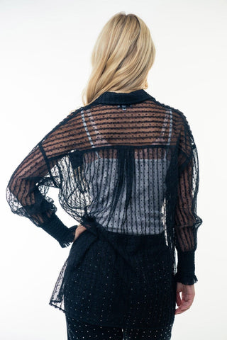 Marlow Sheer Textured Buttondown Top (2 colors)-2- Long Sleeve Tops-WHITE BIRCH-Styled by Stacked - A Plus Size Women's Boutique in Lakeville, MN
