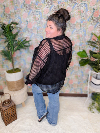 Marlow Sheer Textured Buttondown Top (2 colors)-2- Long Sleeve Tops-WHITE BIRCH-Styled by Stacked - A Plus Size Women's Boutique in Lakeville, MN