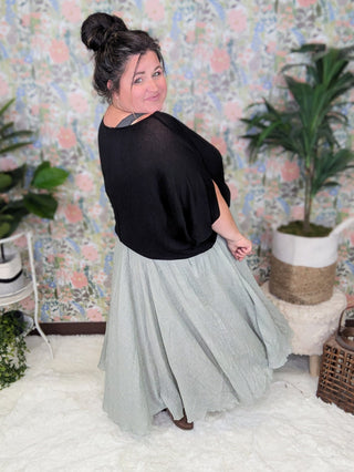 Martie Pull On Midi Skirt in Sage-10- Bottoms Non-Denim-WHITE BIRCH-Styled by Stacked - A Plus Size Women's Boutique in Lakeville, MN
