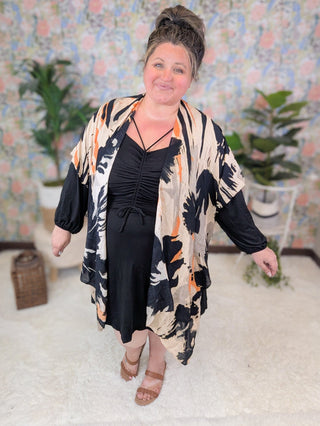 MaryAnne Cinched Center Strappy Black Dress w/Shorts-11- Dress/Romp/Jump-WHITE BIRCH-Styled by Stacked - A Plus Size Women's Boutique in Lakeville, MN