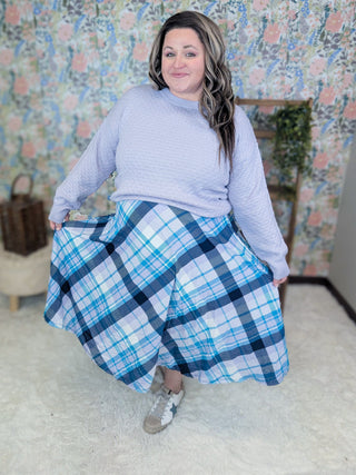 Maybelle Spring Plaid Midi Skirt (2 Colors)-10- Bottoms Non-Denim-EMERALD-Styled by Stacked - A Plus Size Women's Boutique in Lakeville, MN