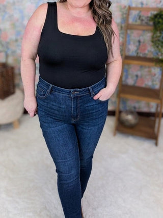 1- ShortSlv/Slvless Tops McKinley Double Layered Square Neck Tank Bodysuit plus size clothing
