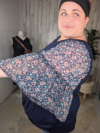 Meryl Boho Floral Wide Sleeve Top (2 Colors)-1- ShortSlv/Slvless Tops-voll-Styled by Stacked - A Plus Size Women's Boutique in Lakeville, MN