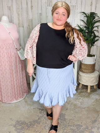 Meryl Boho Floral Wide Sleeve Top (2 Colors)-1- ShortSlv/Slvless Tops-voll-Styled by Stacked - A Plus Size Women's Boutique in Lakeville, MN