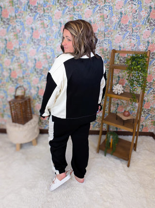 2- Long Sleeve Tops Mianna Scuba Vneck Pullover in Black plus size clothing