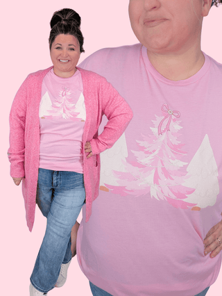 Girly Trees Tee on Pink-6- Graphic Tops-Stacked - A Plus Size Boutique-Styled by Stacked - A Plus Size Women's Boutique in Lakeville, MN
