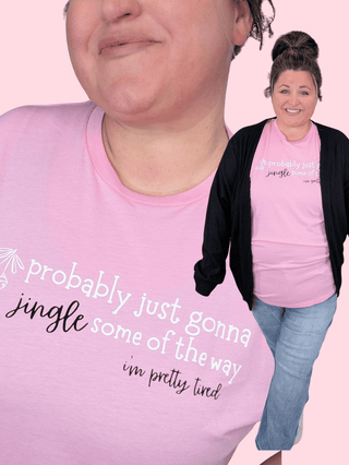 Too Tired to Jingle Tee on Pink-6- Graphic Tops-Stacked - A Plus Size Boutique-Styled by Stacked - A Plus Size Women's Boutique in Lakeville, MN