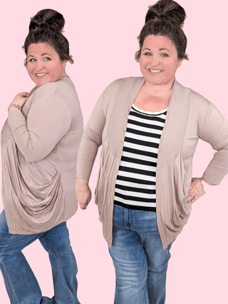 Brooklyn Button Detail Draped Top in Mocha-11- Dress/Romp/Jump-EMERALD-Styled by Stacked - A Plus Size Women's Boutique in Lakeville, MN