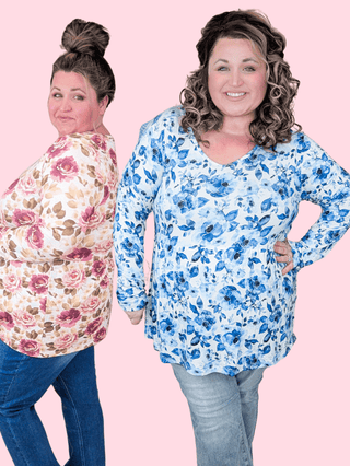 Morgana Mini Ruffle Long Sleeve in Florals-2- Long Sleeve Tops-MICHELLE MAE-Styled by Stacked - A Plus Size Women's Boutique in Lakeville, MN