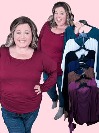 Bailey U-Neck Long Sleeve in Solids (8 colors)-2- Long Sleeve Tops-MICHELLE MAE-Styled by Stacked - A Plus Size Women's Boutique in Lakeville, MN