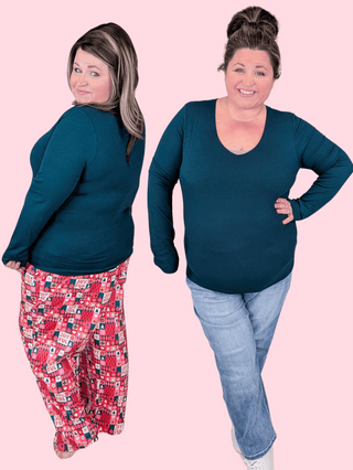 Sarah Vneck Ribbed Top w/Built In Bra-2- Long Sleeve Tops-WHITE BIRCH-Styled by Stacked - A Plus Size Women's Boutique in Lakeville, MN