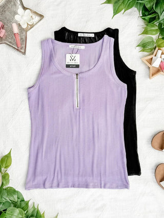 Mila Zipper Front Pointelle Tank in Solids (5 Colors)-1- ShortSlv/Slvless Tops-MICHELLE MAE-Styled by Stacked - A Plus Size Women's Boutique in Lakeville, MN