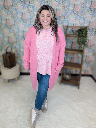 Miles Tiered Flutter Sleeve Top in Pink Ditsy Floral-1- ShortSlv/Slvless Tops-HEIMISH-Styled by Stacked - A Plus Size Women's Boutique in Lakeville, MN