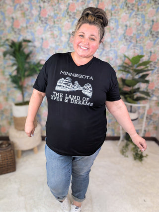 MINNESOTA Opes + Dreams V-Neck Graphic Tee-6- Graphic Tops-i love my freedom-Styled by Stacked - A Plus Size Women's Boutique in Lakeville, MN