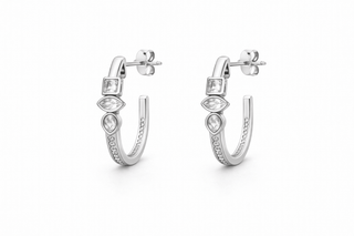 Modern Stacked Gem Open Hoop Earrings***-Stacked - A Plus Size Boutique-Styled by Stacked - A Plus Size Women's Boutique in Lakeville, MN